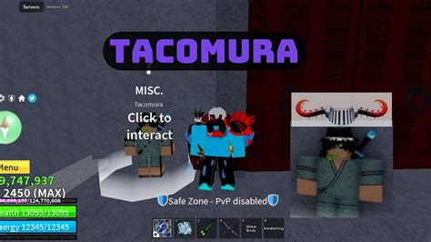 what does the tacomura do in blox fruits  If you get to the Mansion on time, a message will appear telling you to return him